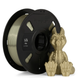 Numakers Silk PLA filament spool in beige 1.75 mm, a 3D printer accessory with several dinosaur miniatures.