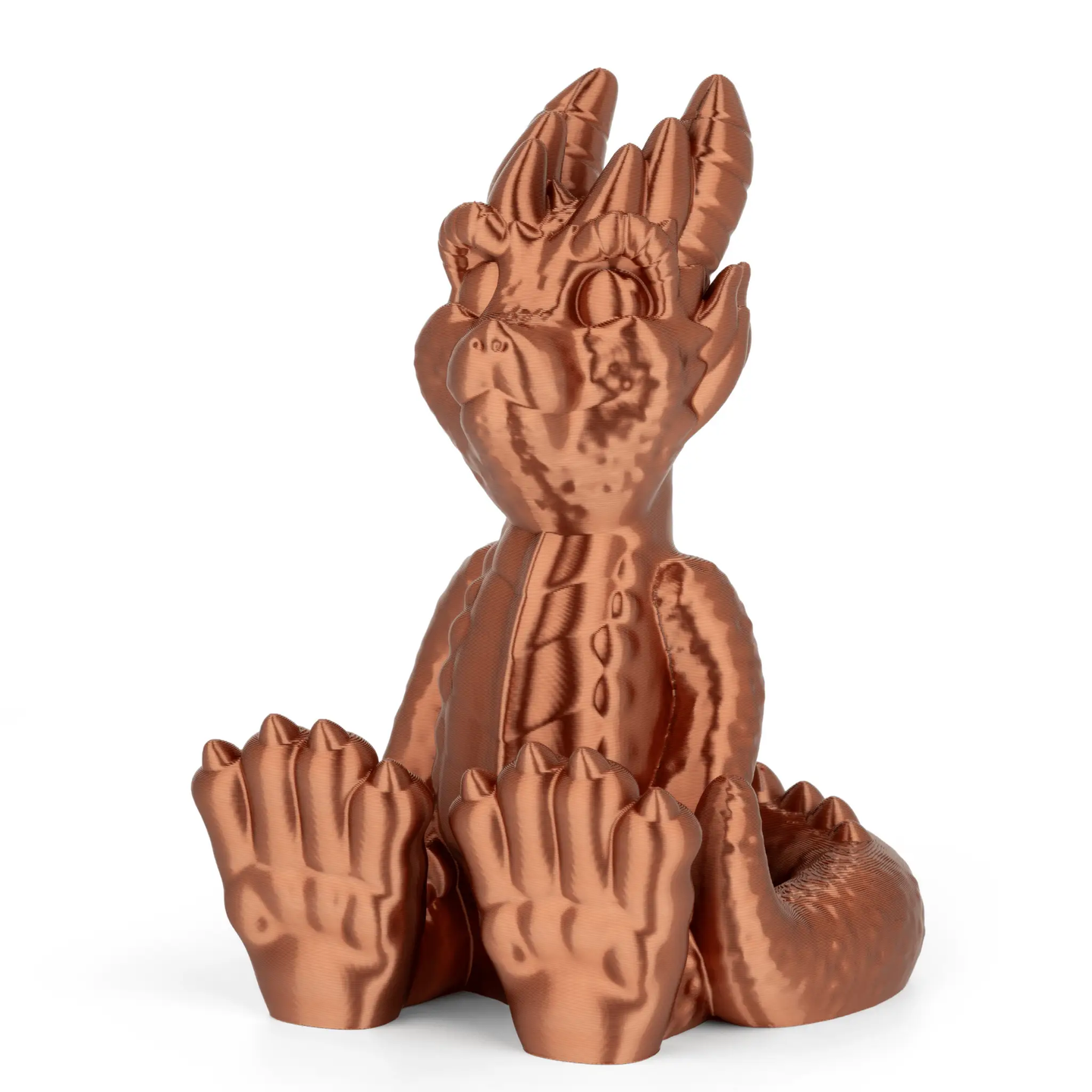 3D-printed Numakers Silk PLA copper hand sculpture, silk-finish 3D printer accessory