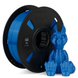 Numakers Silk PLA filament spool, blue filament on black spool with blue nitrile gloves