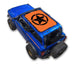 Ford Bronco Sun Shade Stock Printed Shade Top by SpiderWebShade; orange top with black star logo on blue SUV