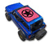 SpiderWebShade sun shade for Ford Bronco 2021–2026; pink stock print with black star on blue Bronco