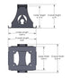 Artec Odyssey PC 1200 Battery Mount gray metal bracket with dimensioned diagram