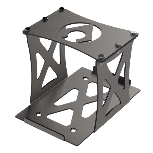 Odyssey PC1500 Battery Mount by Artec Industries; brushed aluminum bracket with top plate circular cutouts and bolts