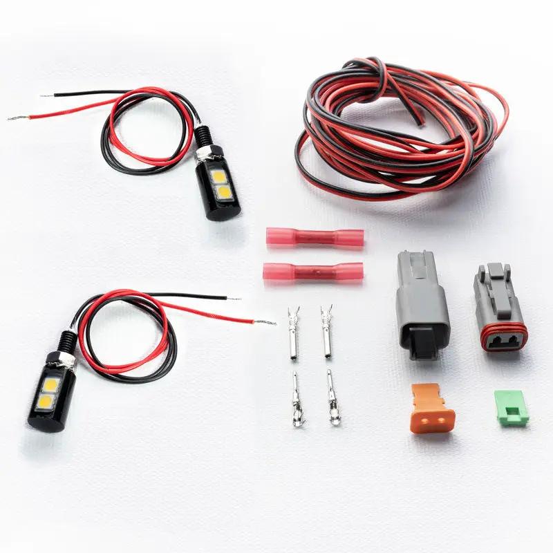 Artec Industries License Plate LED Lights and Harness Kit, two LED modules with red/black wiring and connectors