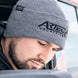 Grey knit beanie with embroidered Artec Industries logo