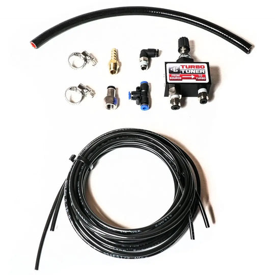 Power Driven Diesel Turbo Tuner Boost Controller kit with black hoses and assorted fittings