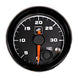Power Driven Diesel 2-1/16 in Fuel Pressure Gauge 0-30 psi with warning, black gauge face and orange needle