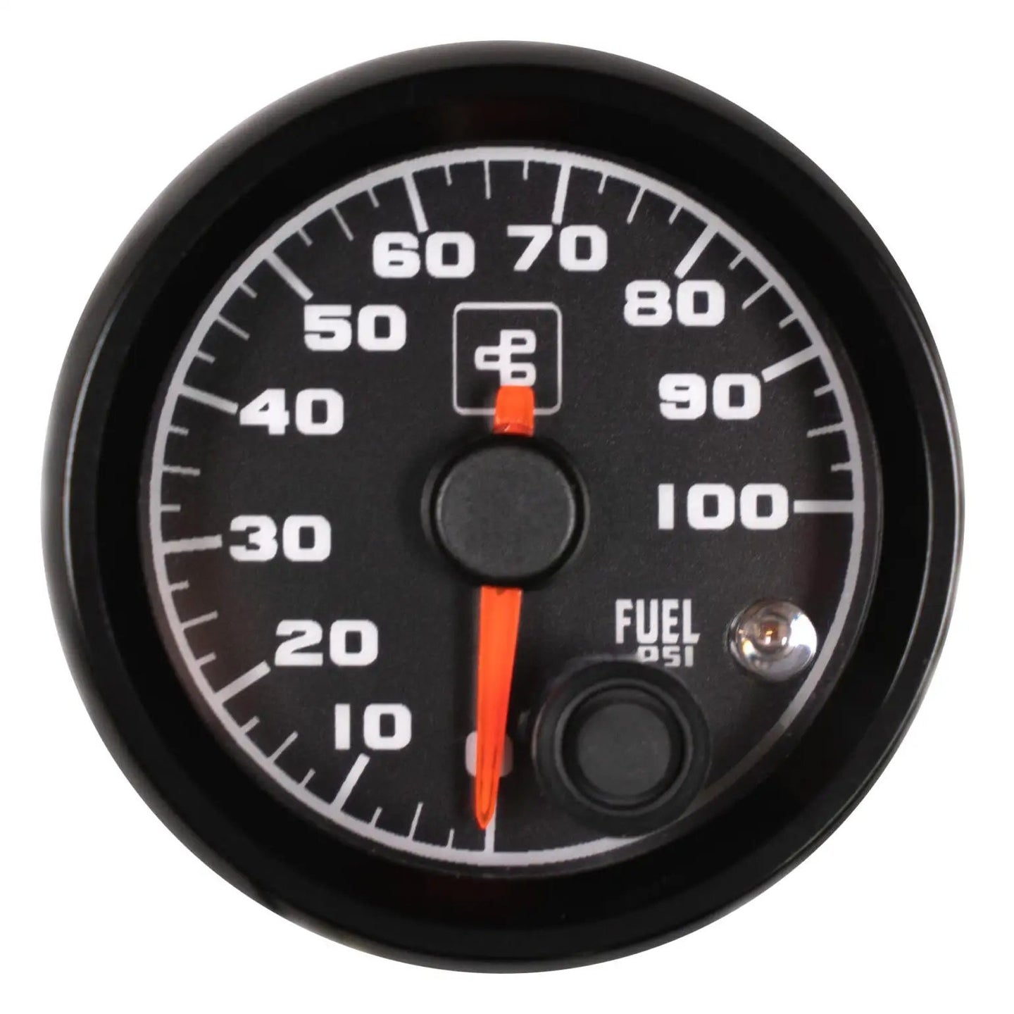 Power Driven Diesel fuel pressure gauge 2-1/16 in, 0-100 psi, black dial with warning indicator