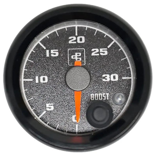 Power Driven Diesel 2-1/16 in Boost Gauge 0-30 psi with Warning, black dial fits 2.062 in dash
