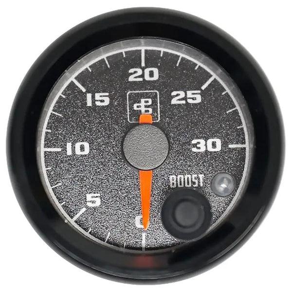 Power Driven Diesel 2-1/16 in Boost Gauge 0-30 psi with Warning, black dial fits 2.062 in dash