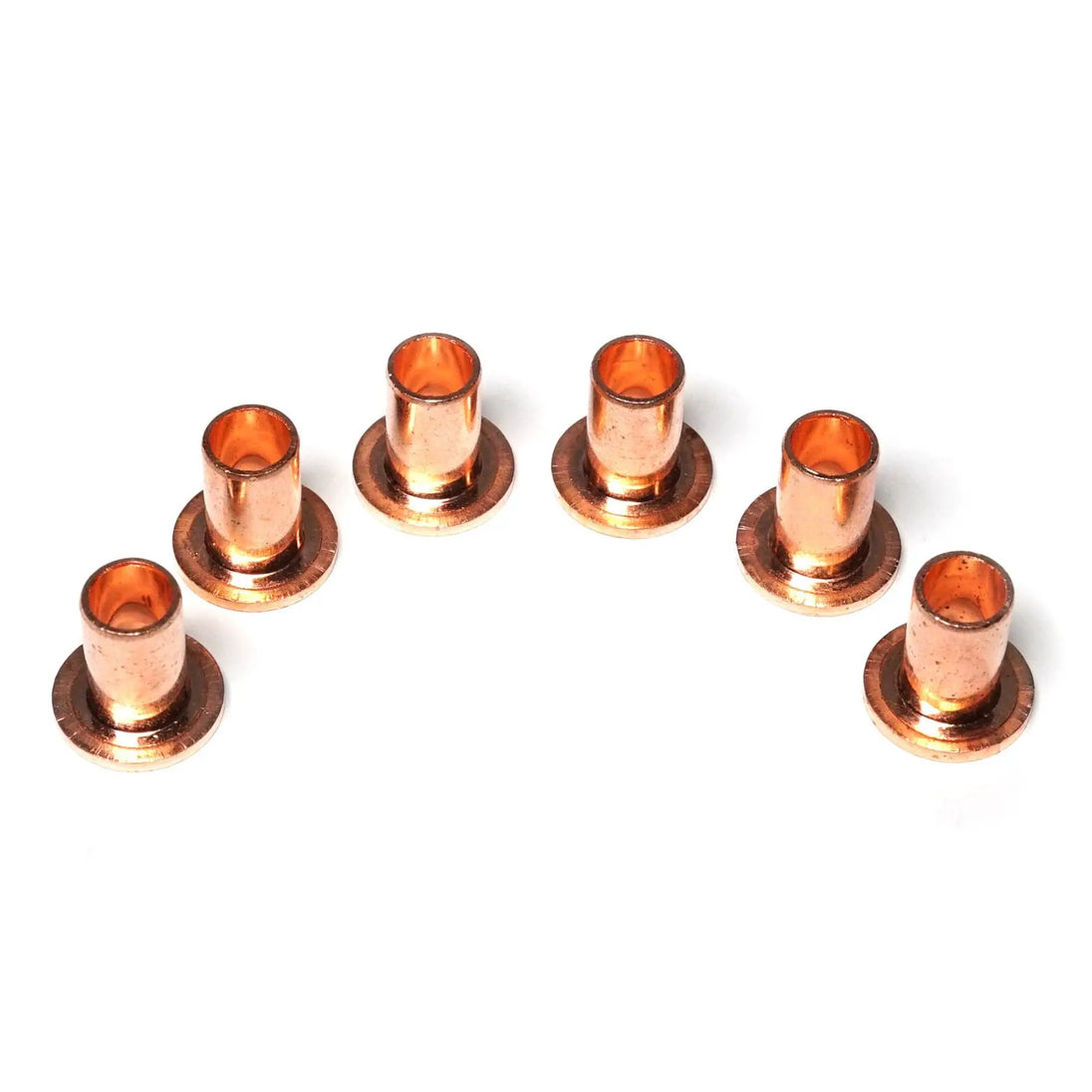 Power Driven Diesel 7-9 mm Fuel Injector Sleeves, copper cylindrical sleeves with flanges, set of 12