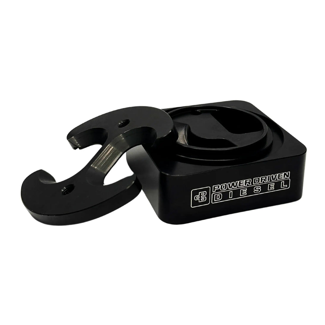 Power Driven Billet Fuel Sump, black finish, diesel fuel tank component