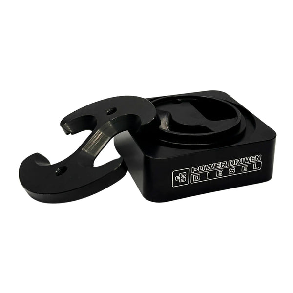 Power Driven Billet Fuel Sump, black finish, diesel fuel tank component