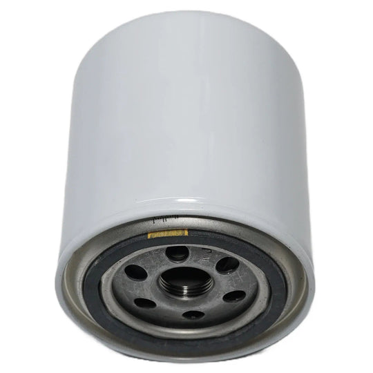 Power Driven Factory Replacement Fuel Filter 1989-2002 Cummins, gray cylindrical canister with metal base
