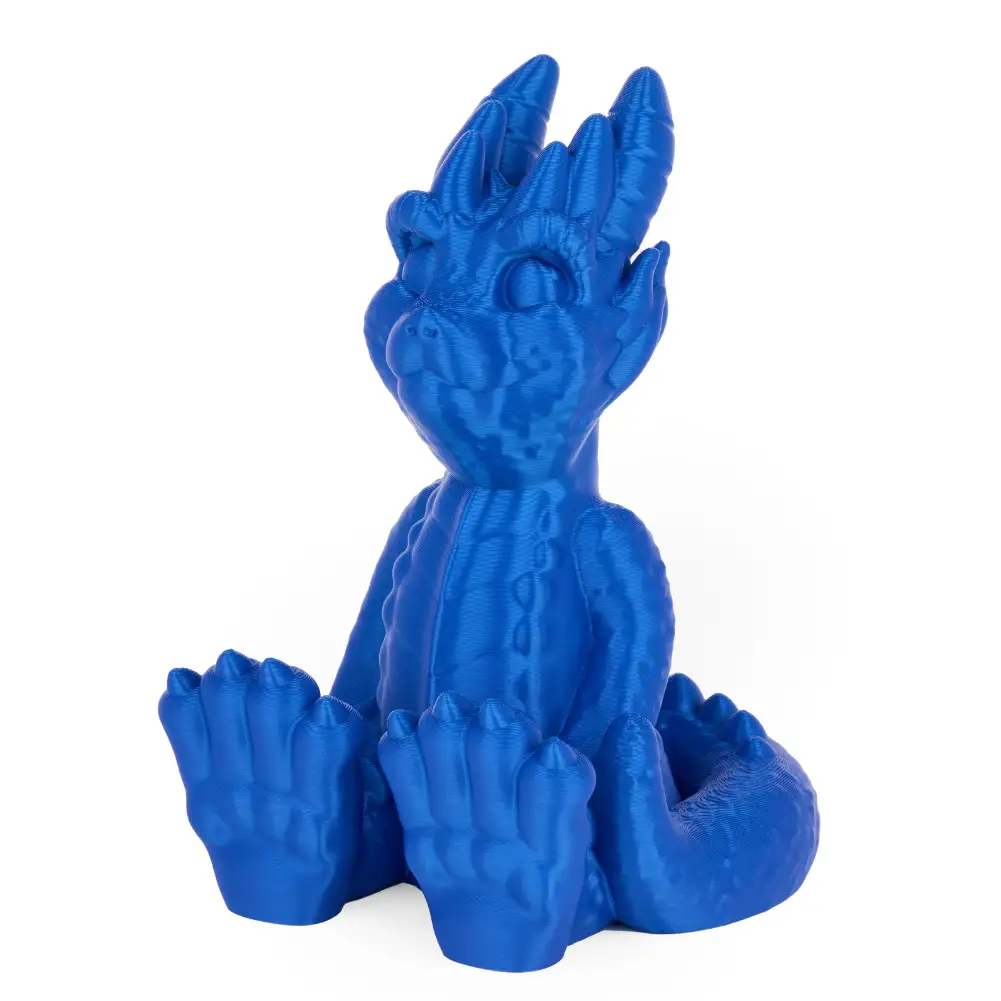 PLA+ Filament 3D-printed blue dragon figurine, 3D printer accessory