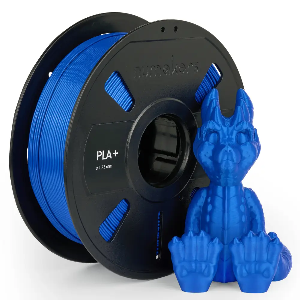 Numakers PLA+ Filament spool and blue dragon figurine