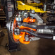 Artec Superduty Swap Aluminum Steering Kit orange aluminum steering components on axle
