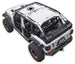 Sun shade for Jeep Wrangler JLU 4-Door by SPIDERWEBSHADE; white stock printed shade top with spider logo
