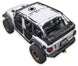 Sun shade for Jeep Wrangler JLU 4-Door by SPIDERWEBSHADE; white stock printed shade top with spider logo