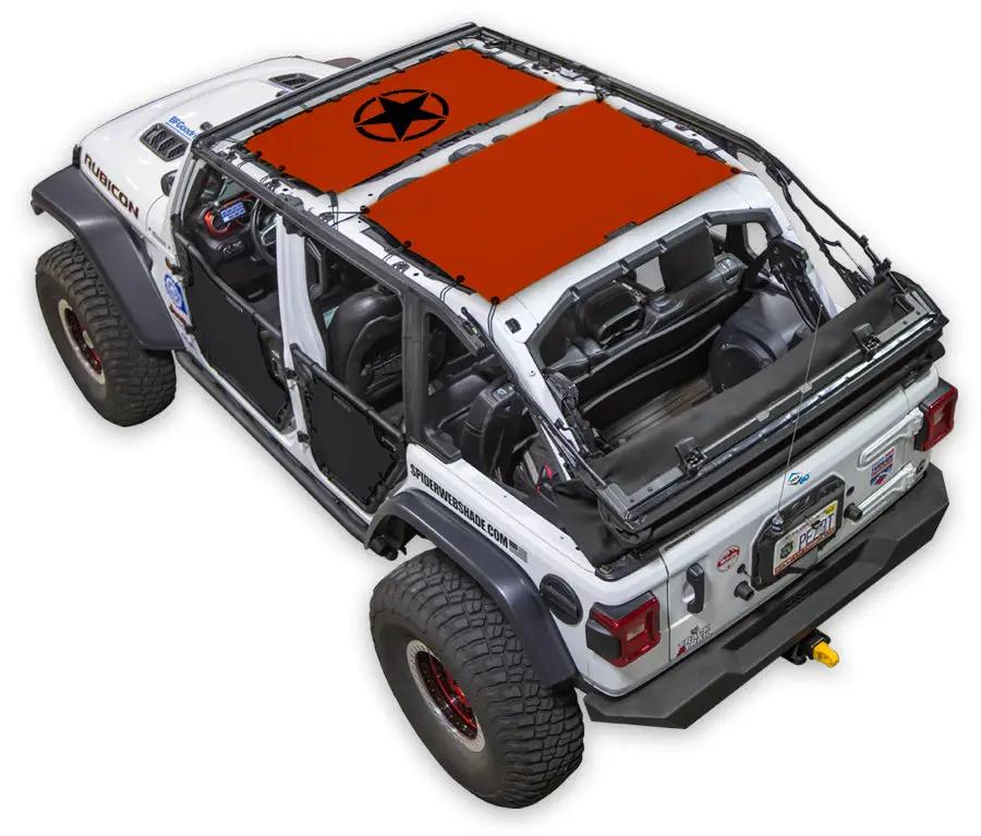 Sun shade SPIDERWEBSHADE for Jeep Wrangler JLU 4-Door, orange top