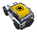 Sun shade for Jeep Wrangler JL 2-Door; SpiderWebShade yellow stock-printed shade top.