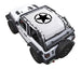 Sun Shade for Jeep Wrangler JL 2-Door by SPIDERWEBSHADE, stock printed shade top with black star logo