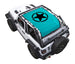 Sun shade for Jeep Wrangler JL 2-Door; turquoise printed top with black star in circle emblem