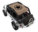 Sun shade top for Jeep Wrangler LJ 2004–2006; tan SpiderWebShade with black compass star logo