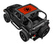 Sun shade for Jeep Wrangler TJ by SpiderWebShade; orange stock-printed top with black star design