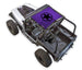 Sun shade for Jeep Wrangler YJ by SPIDERWEBSHADE; purple printed shade top with black star logo