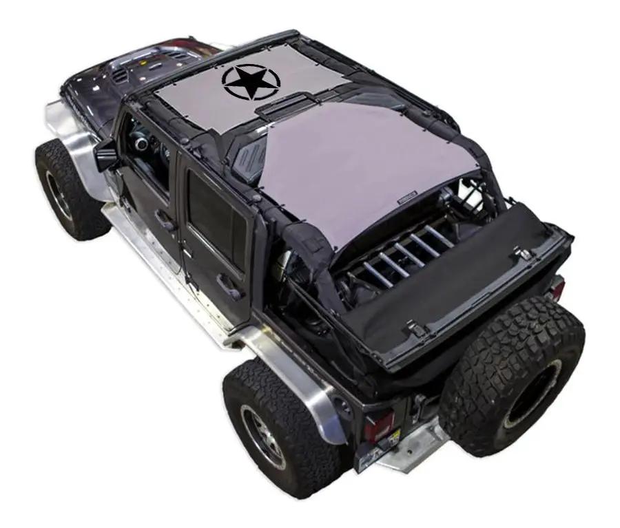 SpiderWebShade sun shade for Jeep Wrangler JKU 4-Door (2007–2017); black printed top with logo