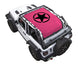 Sun shade for Jeep Wrangler JL 2-Door by SPIDERWEBSHADE, pink printed shade with black star logo