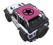 Sun shade for Jeep Wrangler JL 2-Door; SPIDERWEBSHADE pink printed shade with black star logo