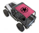 Sun shade for Jeep Wrangler YJ SPIDERWEBSHADE pink stock print with black star logo