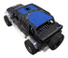 Sun shade for Jeep Wrangler JKU 4-Door by SpiderWebShade, blue stock printed shade top with black trim