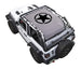 Sun Shade by SPIDERWEBSHADE for Jeep Wrangler JL 2-Door, gray printed top with black star logo