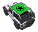 SpiderWebShade sun shade top for Jeep Wrangler JL 2-Door, neon green with black star logo.