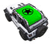 Sun shade for Jeep Wrangler JL 2-Door by SpiderWebShade; bright green top with black star emblem