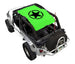 Sun shade for Jeep Wrangler LJ by SPIDERWEBSHADE, neon green with black star logo, installed on a 2004–2006 model