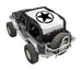 Sun Shade for Jeep Wrangler JK 2-Door by SPIDERWEBSHADE, white stock-printed top with black star logo