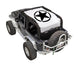 Sun Shade for Jeep Wrangler JK 2-Door by SPIDERWEBSHADE, white stock-printed top with black star logo