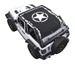 Sun shade top for Jeep Wrangler JL 2-Door by SPIDERWEBSHADE, stock printed black with white star logo