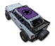 Sun shade by SpiderWebShade for Ford Bronco (2021–2026) with purple printed top and black star compass logo.