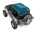 Sun shade for Jeep Wrangler JK 2-Door by SPIDERWEBSHADE; turquoise stock printed shade top with American flag design