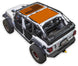 Sun shade for Jeep Wrangler JLU 4-Door by SPIDERWEBSHADE; orange stock-printed shade top.