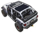 Sun Shade for Jeep Wrangler JLU 4-Door by SpiderWebShade; stock printed shade top on white Jeep