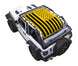 Sun Shade for Jeep Wrangler JL 2-Door by Spiderwebshade; yellow and black printed shade top