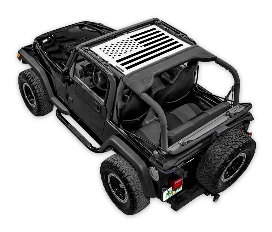 Sun shade for Jeep Wrangler TJ (1997–2006) by SPIDERWEBSHADE, printed American flag top