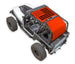SPIDERWEBSHADE sun shade for Jeep Wrangler YJ; orange printed top featuring American flag design.