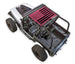 Sun shade SPIDERWEBSHADE for Jeep Wrangler YJ; pink printed top with black US flag design.